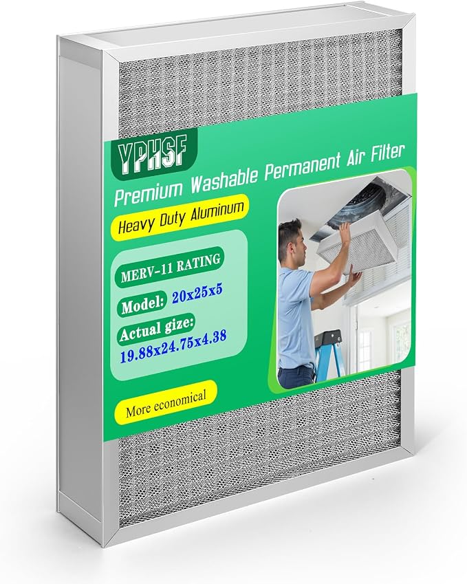 20×25×5 MERV-11 Air Filter | Washable Reusable Furnace Filter| 1-Pack | by Unknown