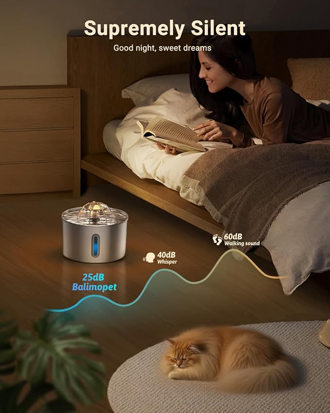 Cat Water Fountain Stainless Steel - 74oz/2.2L Automatic Large Pet Watering - Image 4