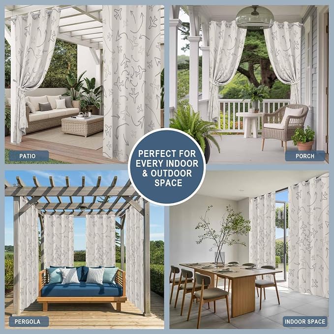 Abstract Airline Route Waterproof Outdoor Curtains - Image 5