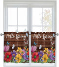 Spring Flowers Half Window Curtains 24 Inches Long, Watercolor Farmhouse by Unknown