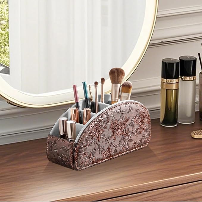 TV Remote Control Holder with 5 Compartments, Pu Leather Remote Caddy/Box/Tray - Image 6