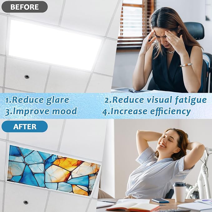 QOUBAI 6 Pcs Fluorescent Light Covers, 4 x 2 Ft Magnetic Light Filters Colorful - Image 4