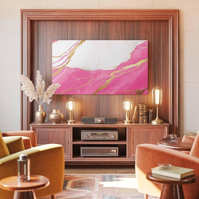 Elastic Indoor TV Cover 32" Dust Protector, Nature Marble Crack Yellow Lines - Image 3