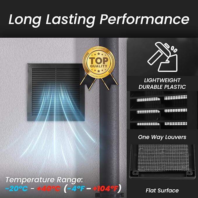 Repa Market 8 x 8 Inch Black Square Air Vent Cover - Image 5