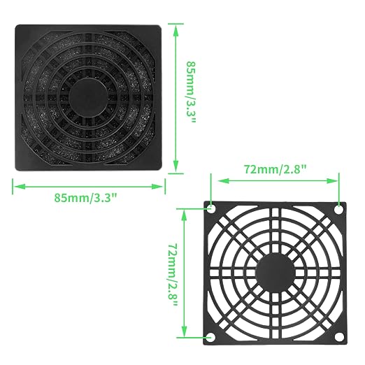 6 Pcs Black Cooling Fan Filter 80 mm Square Plastic Case Fan Filter Cover PC - Image 2
