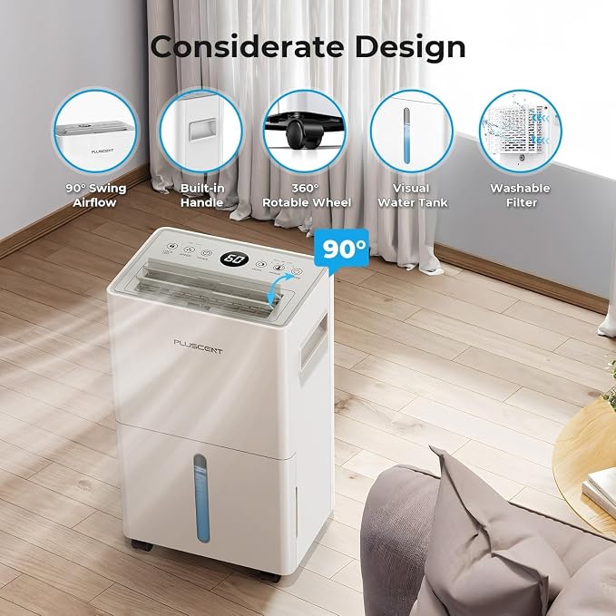 1500 Sq.ft Dehumidifier for Basement, PLUSCENT Max 21 Pint/Day Dehumidifiers - Image 3