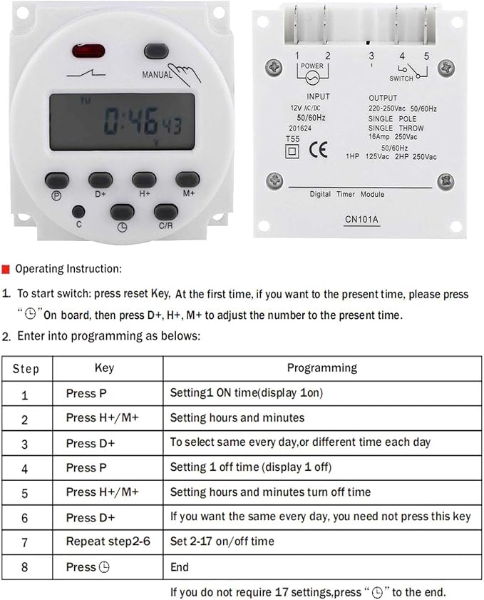 CN101A 12V Timer Switch 7 Days Weekly Programmable Digital Time Relay DC/AC - Image 5