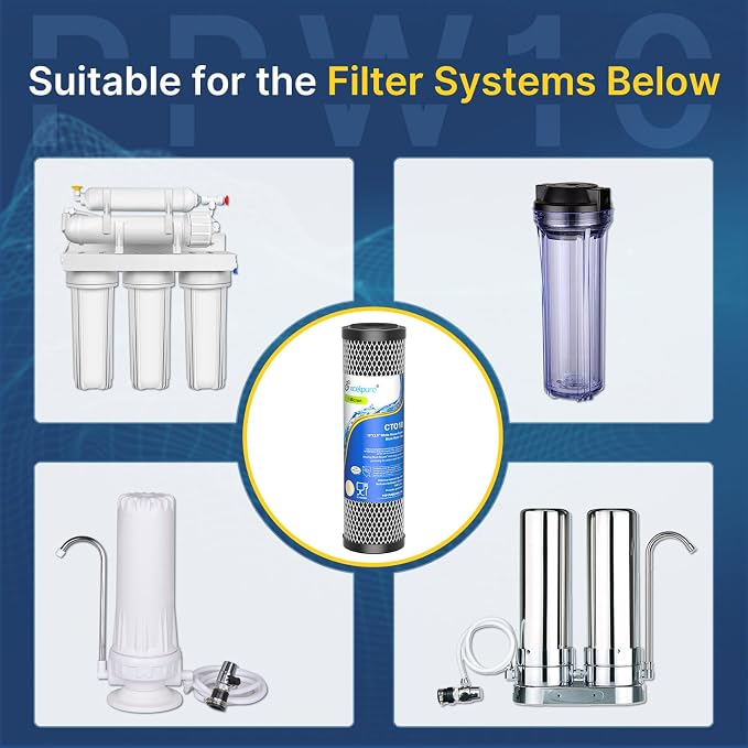 EXCELPURE 1 Micron 10" x 2.5" Whole House CTO Carbon Water Filter Cartridge - Image 7