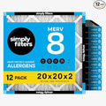 Simply 20x20x2 Air Filter, MERV 8, 12 Pack, Furnace Air Filter by SimplyFilters