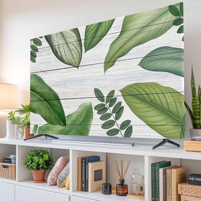 Watercolor Tropical Plant Indoor TV Cover, Elastic TV Screen Protector Green - Image 6