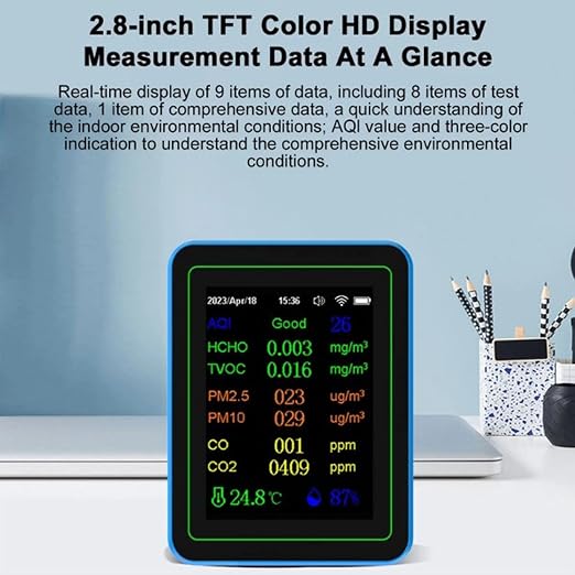 Hilitand Air Quality Meter, 12 in 1 WiFi CO2 TVOC PM2.5 PM10 HCHO Temp Humid - Image 3