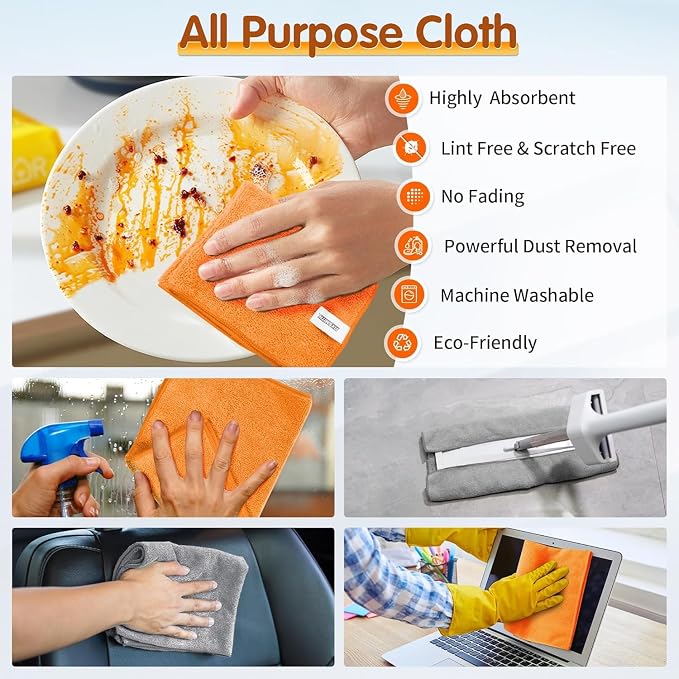 FIXSMITH Microfiber Cleaning Cloth -Pack of 50, Highly Absorbent Cleaning Rags - Image 5