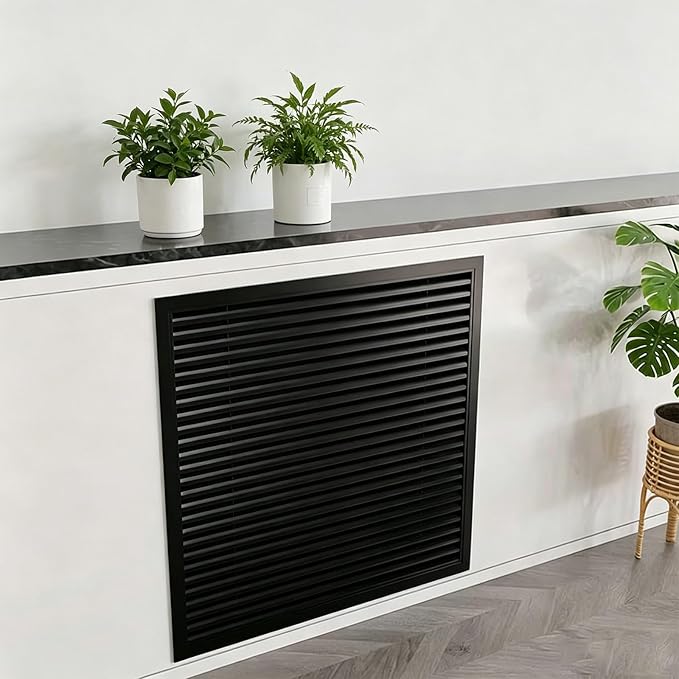 Black Modern Air Return Grille，Wxl_14 x 32 in Decorative Aluminum Air Vent Cover by Qiczom
