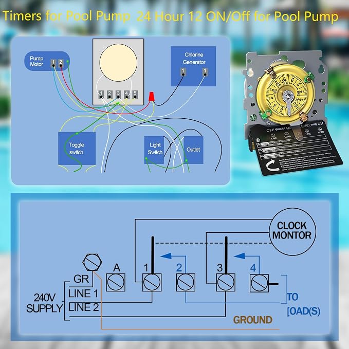 T104M Pool Timer Mechanism Only, Pool Pump Timer, 208-277V 40A Time Switch - Image 6