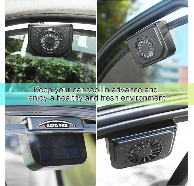 Tujoe 3 Pcs Solar Powered Car Ventilator Vehicle Exhaust Fan Window Automobile - Image 7
