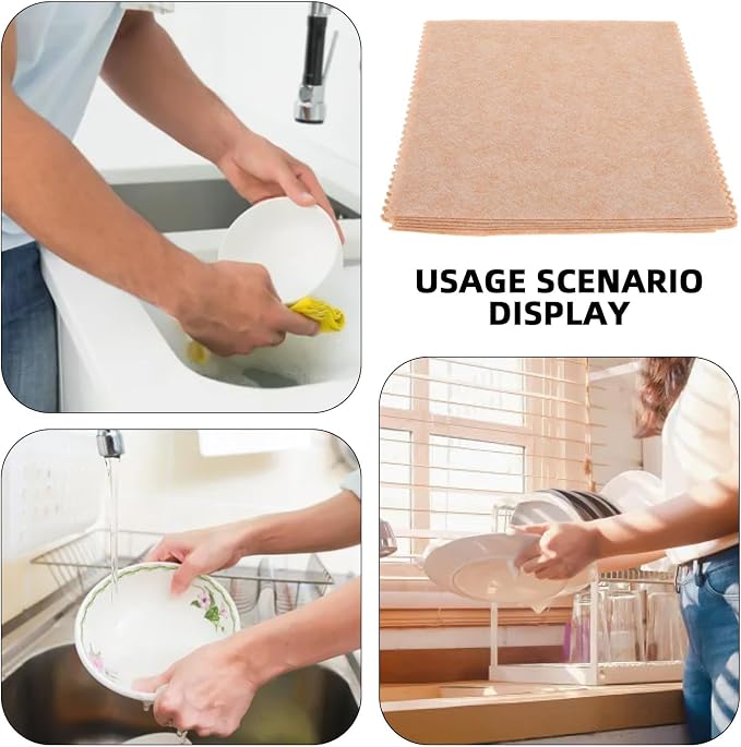Happyyami 10pcs Loofah Dish Washing Towels 25x25cm Plant Kitchen Dishcloths - Image 3