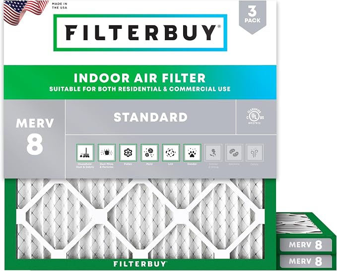 Filterbuy 23.5x23.5x1 Air Filter MERV 8 Essential Dust & Allergy Defense by Filterbuy