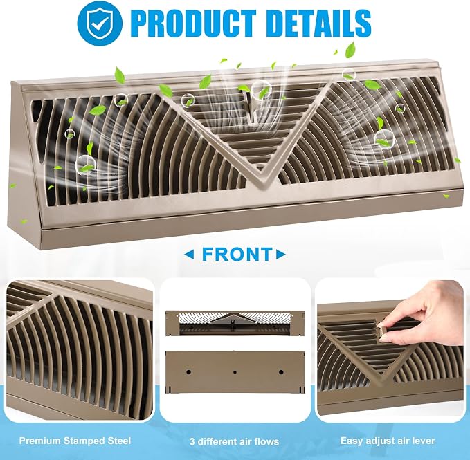 Yaocom 2 Pack Baseboard Register Vent 18 Inch Duct Opening Size Vent Covers - Image 3