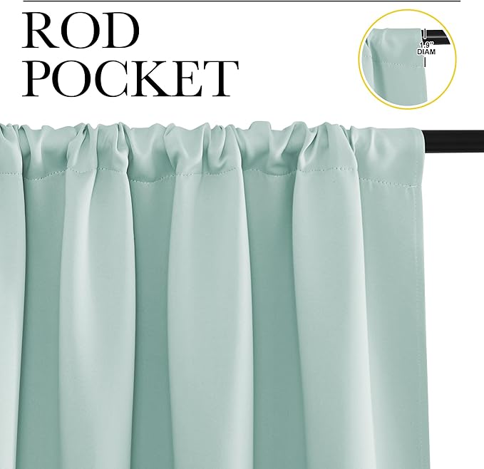 NICETOWN RV Blackout Curtains for Camper Windows, Aqua Blue, 29" Wide by 40" Long, 2 PCs, Short Blackout Curtains & Drapes, Thermal Insulated Blackout Curtain Panels for Kids Room, Play Room