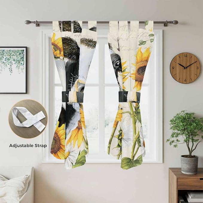 Yellow Sunflowers Bedroom Curtains 72 Inch Length, Window Curtains Tab Top - Image 5