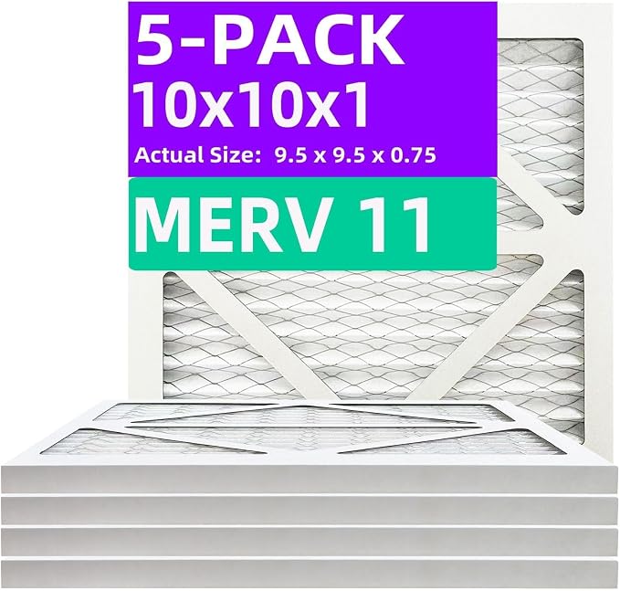 10x10x1 MERV 11 Pleated Air Filter MPR 1000-1200 & FPR 7, Furnace Air Filters by Qingzhug