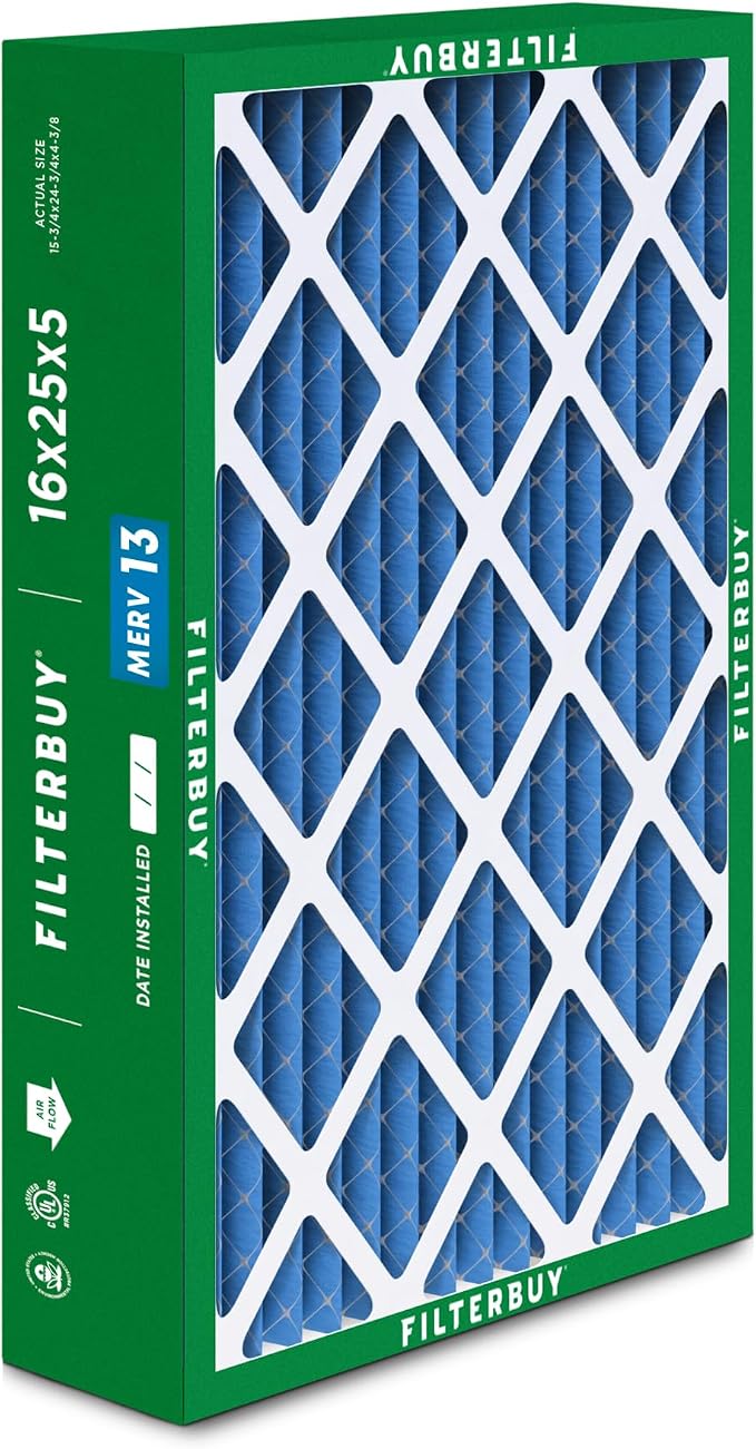 Filterbuy 16x25x5 Air Filter MERV 13 Optimal Smoke & Allergy Defense, Pleated - Image 9