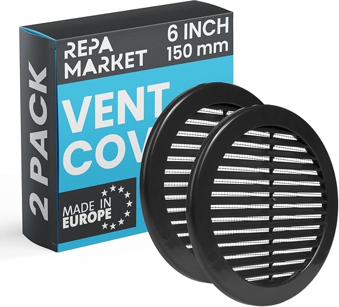 Repa Market 6 Inch Black Round Air Vent Cover by RepaMarket