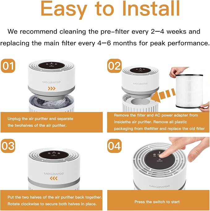 MEGAWISE Air Purifier for Large Rooms Up to 1076 ft², H13 True HEPA Filter - Image 5