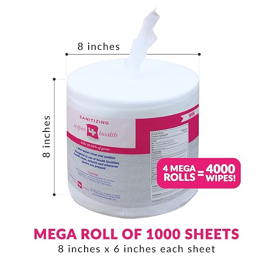 Sanitizing Wipes: 4000 Unscented Wet Wipes: 4 Refill Mega Rolls - Image 4