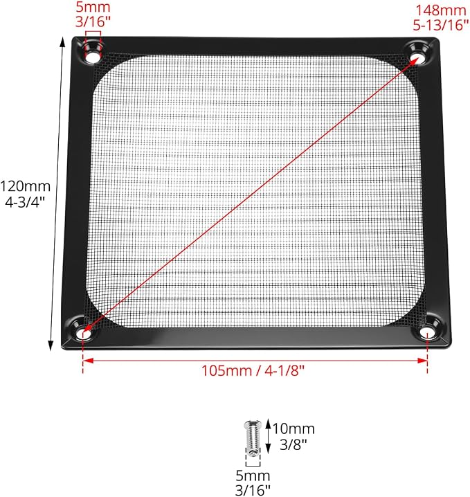 QWORK 120mm Computer Fan Filter Grills - Image 6