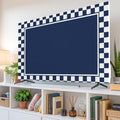 Abstract Navy Blue Check Indoor TV Cover, Elastic TV Screen Protector Modern by Unknown