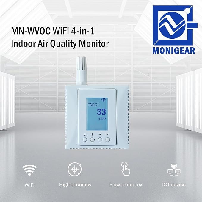 WiFi Indoor Air Quality Monitor, 4-in-1 Temperature Humidity CO2 TVOC Sensor - Image 5