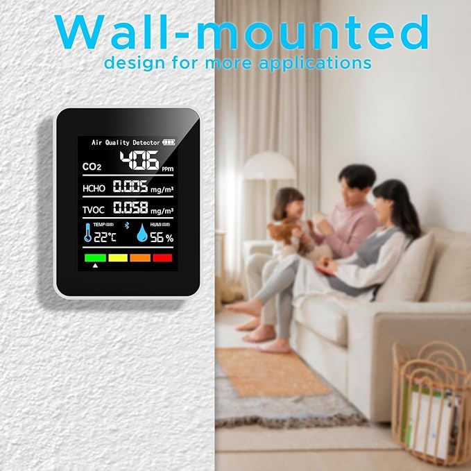 5-in-1 Smart Indoor Air Quality Monitor Real-Time CO2, Temp & Humidity on Color - Image 7
