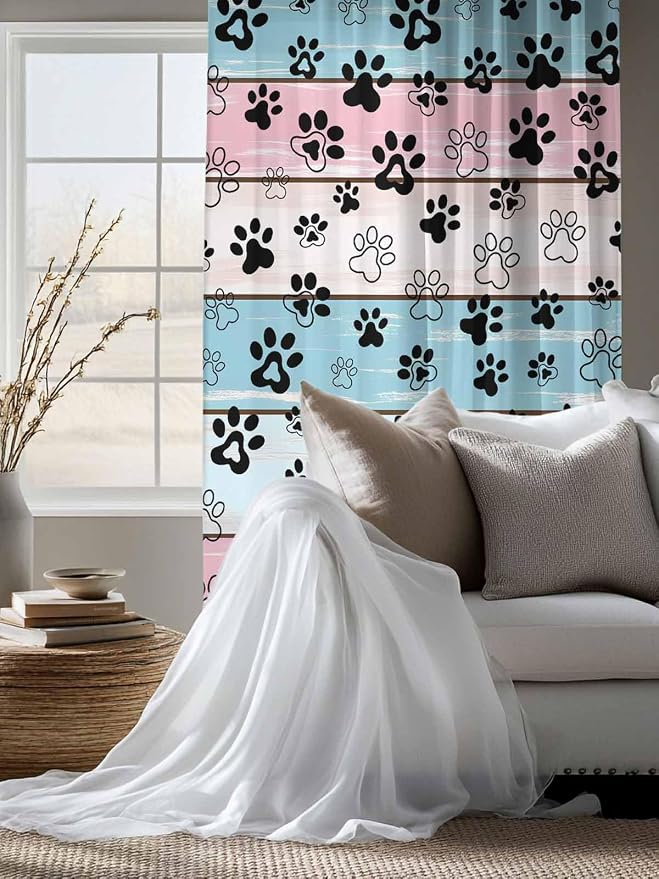 Sheer Curtains 72 Inches Long, Farmhouse Beige Wood Privacy Voile Drapes - Image 4