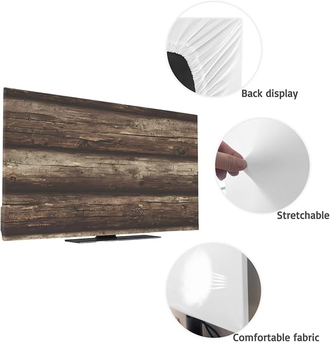 Farmhouse Vintage Wood Grain Indoor TV Cover, Elastic TV Screen Protector - Image 7