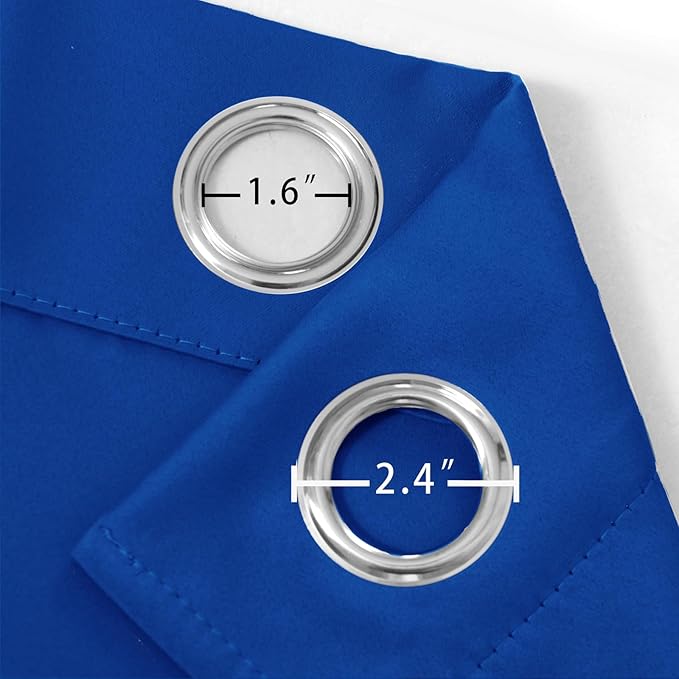 LEMOMO Blackout Curtains 66 x 72 Inch Long Royal Blue Curtains Set of 2 Panels Room Darkening Curtains for Bedroom and Living Room