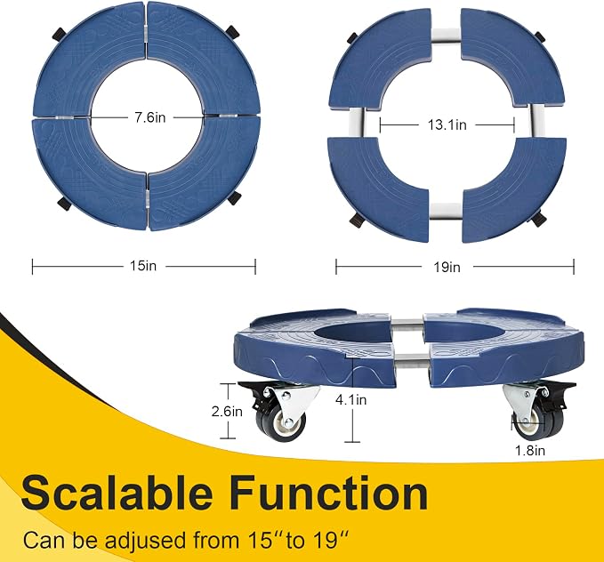 W B D WEIBIDA Round Dolly Cart Heavy Duty, Adjustable 15-19 Inch Trash Can Dolly - Image 5