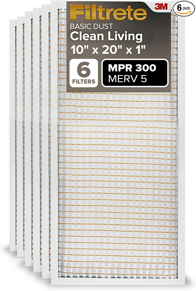 Filtrete 10x20x1 Air Filter MERV 5, MPR 300 Basic Dust Defense, Removes Lint & by Unknown