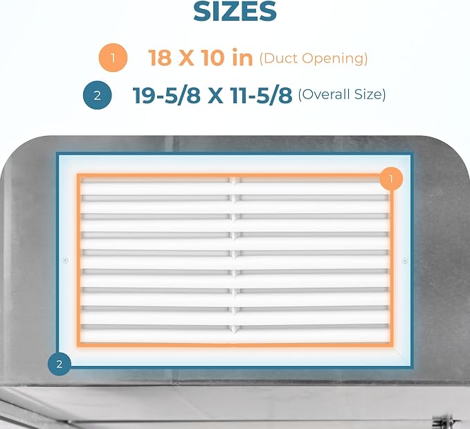 Rustproof 18x10 in Aluminum Vent Cover – Quiet Return Air Grille - Image 3