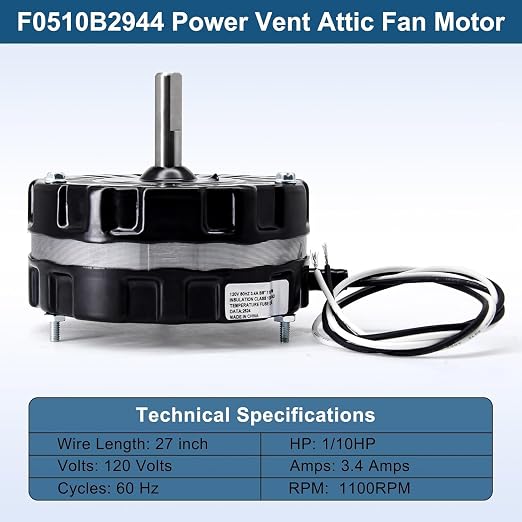 Criditpid F0510B2944 F0510B2497 Power Vent Attic Fan Motor & 58033 Adjustable - Image 2
