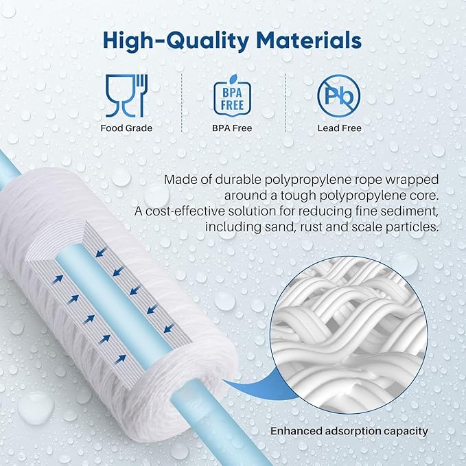 PUREPLUS 25 Micron 10 x 4.5 Whole House String Wound Sediment Filter - Image 5
