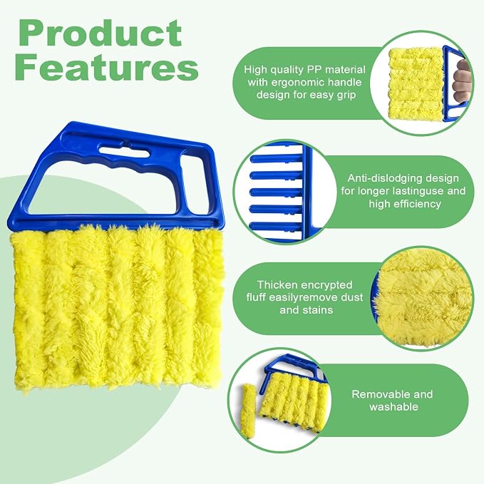 4 Pack Window Blind Cleaner Duster Tool, 7 Finger Venetian Scrub Brush - Image 3