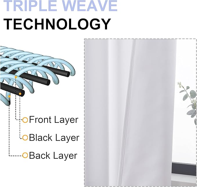 Simplebrand Ava Pure White Curtains for Bedroom 84 Inch Length 2 Panels Set, Solid Light Filtering Thermal Insulated Window Treatment, Soft Casual Rod Pocket Privacy Curtains, W50 x L84 Inch
