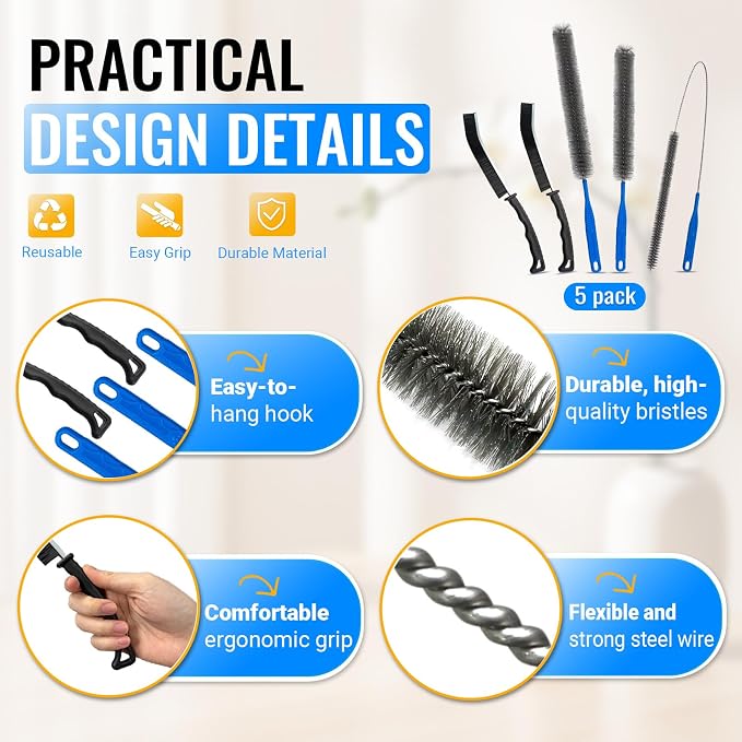 5 Pack Dryer Vent Cleaner Kit, Extra Long Flexible Brushes - Image 6