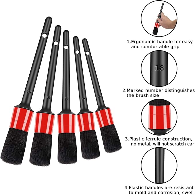 HMPLL 10pcs Auto Car Detailing Brush Set Car Interior Cleaning Kit Includes 5 - Image 3