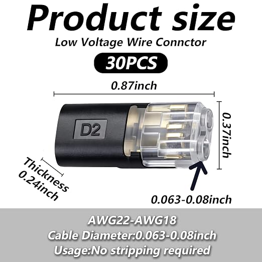 30PCS Double Wire Plug in Connector, Pluggable Low Voltage Wire Connector - Image 6