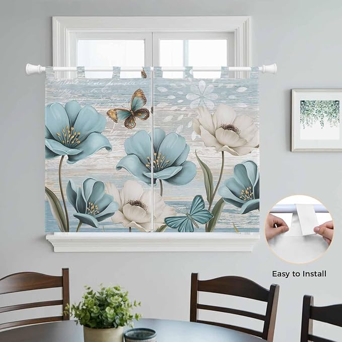Spring Floral Bedroom Curtains 63 Inch Length, Window Curtains Tab Top - Image 4