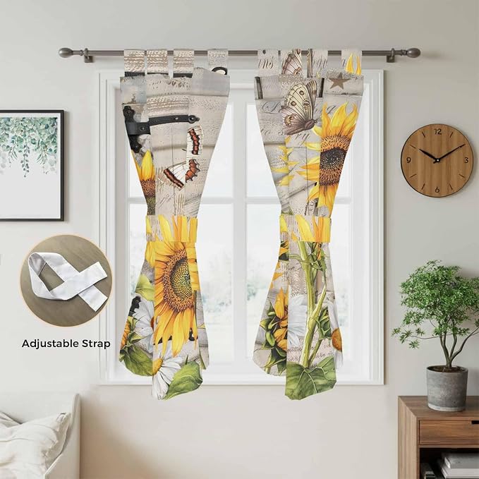 Farm Flowers Bedroom Curtains 72 Inch Length, Window Curtains Tab Top, Retro - Image 5