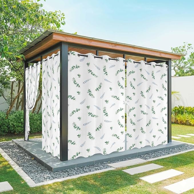 Leaf Outdoor Curtains for Patio Summer Jugal Leaves Pastoral Plant Waterproof by Unknown