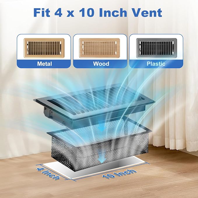 Floor Register Cover Trap, 4 x 10 Inch Floor Air Vent Cover Screen - Image 2